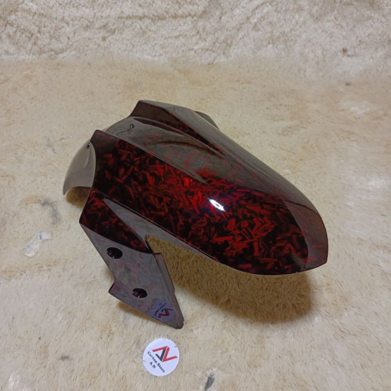 Spakbor Depan Ninja 250 FI Karbon Celup Motif Forged Merah Candy Full Karbon Celup - Carbon WTP