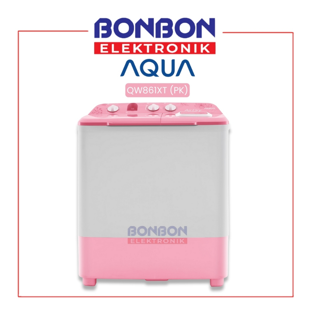 AQUA Mesin Cuci 2 Tabung 8 KG QW-861XT(PK) / QW 861XT (PK) / 861XT Pink 8KG