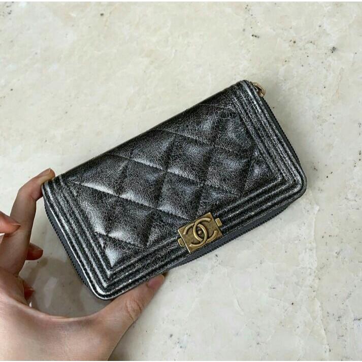 Dompet Wanita prelevod Chanel Boy Flap Trifold Wallet