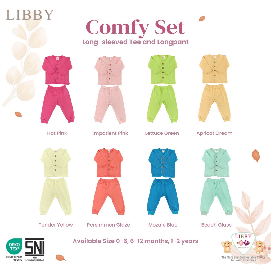 LIBBY Piyama Bayi-Setelan Panjang Bayi-Baju Tidur Bayi-LIBBY EARTH COMFY SET Seri 5 (1 Stel)