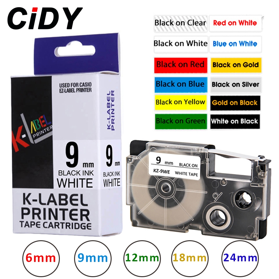 

Label Tape K-LABEL 6 9 12 mm for Casio EZ Label Tape Printer 6mm 9mm 12mm KL 120 Black Hitam White Yellow COD