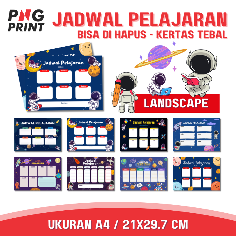 

Poster JADWAL PELAJARAN LANSCAPE A4 - Tema Luar Angkasa - Bisa Dihapus Wipeclean Poster Sekolah