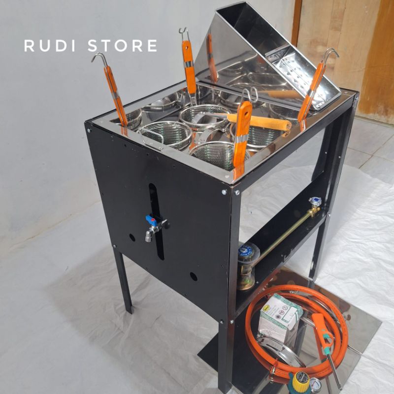 dandang mie ayam 4 lubang lengkap / panci  mie ayam  bakso kotak stainless / dandang mie kocok