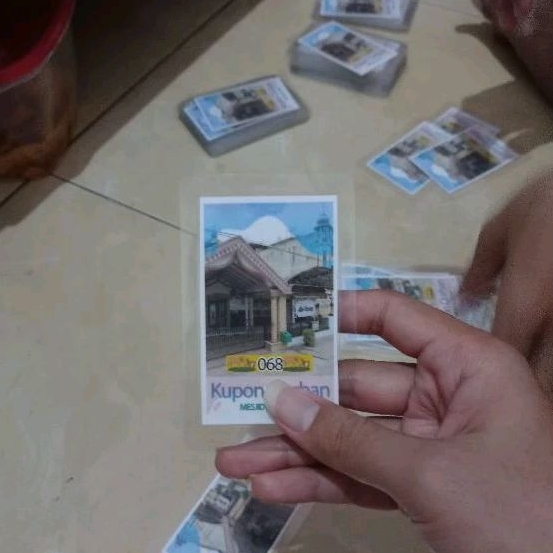 jasa cetak kupon kurban / kartu qurban laminating dll