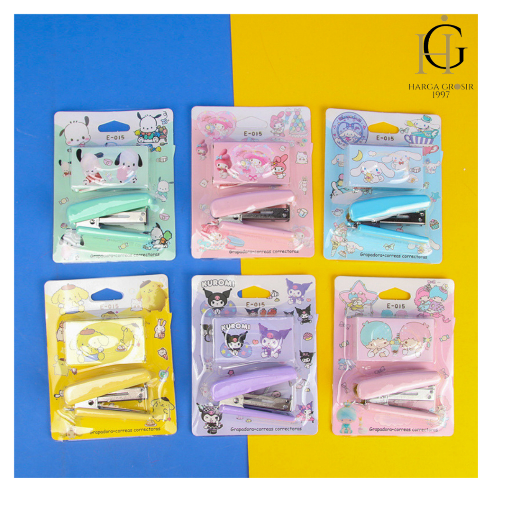 

Stapler 2 in 1 sanrio staples mini free refill kado lucu imut perlengkapan kantor bisa cod