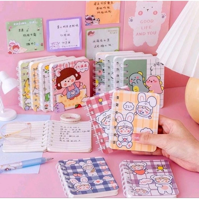 

Mini Notebook Karakter Lucu / Buku Tulis Mini Ring A7 / Buku Catatan Notebook Mini Karakter Aesthetic