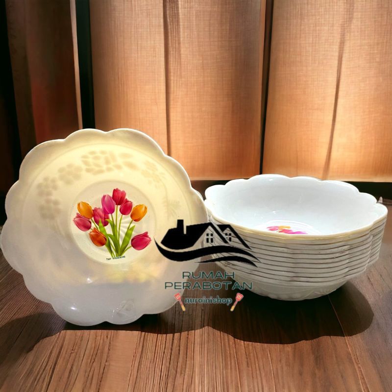 Mangkok bunga tulip plastik gelombang besar tangkai daun