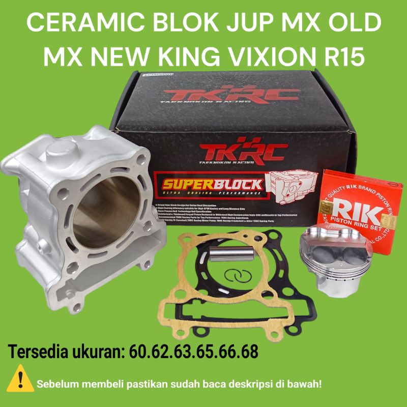 BLOK SEHER BORING BORE UP JUPITER MX KING MX OLD R15 VIXION 60 62 63 65 66 68MM CERAMIC BLOK FULL SE
