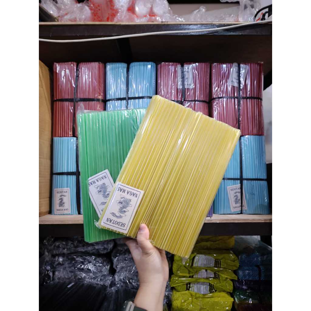 SEDOTAN MURAH PLASTIK ES TEH SALUR / LURIK WARNA 100GRAM 6MM x 24CM NAGA MAS