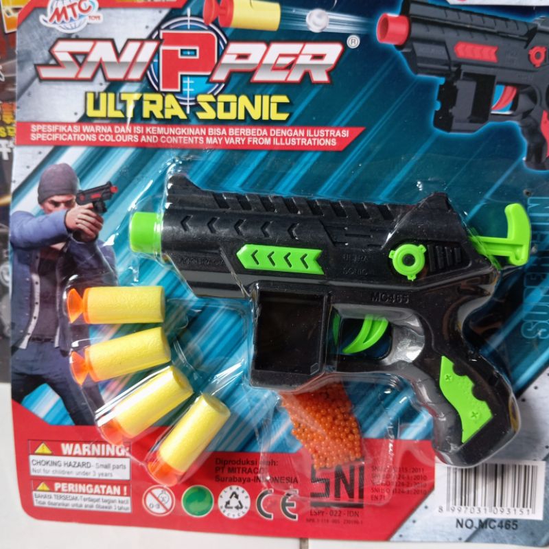 pistol mainan snipper ultra sonic satu set tembakan peluru mainan anak