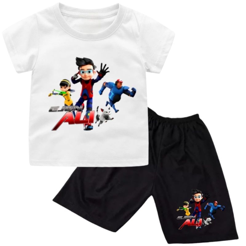 setelan kaos anak laki laki motif ejen ali