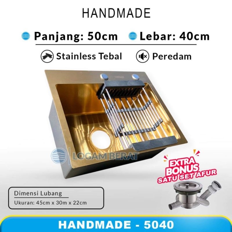 HANDMADE Washbak Bak Cuci Piring Kitchen Sink Gold Emas 5040