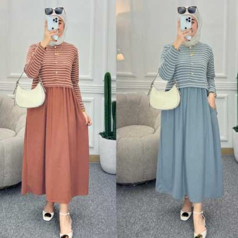 gamis muslim midi ropes kaos knit rajut import