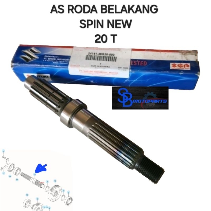 AS RODA BELAKANG SHAFT COMP REAL AXLE SPIN NEW GEARNYA UKURAN 20 GIGI ASLI ORISINIL SUZUKI 24141B46G