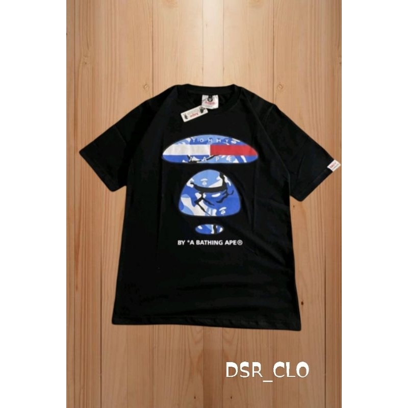 Kaos T-shirt Bape Aape Bhating Ape X Tommy Hilfiger Fulltag