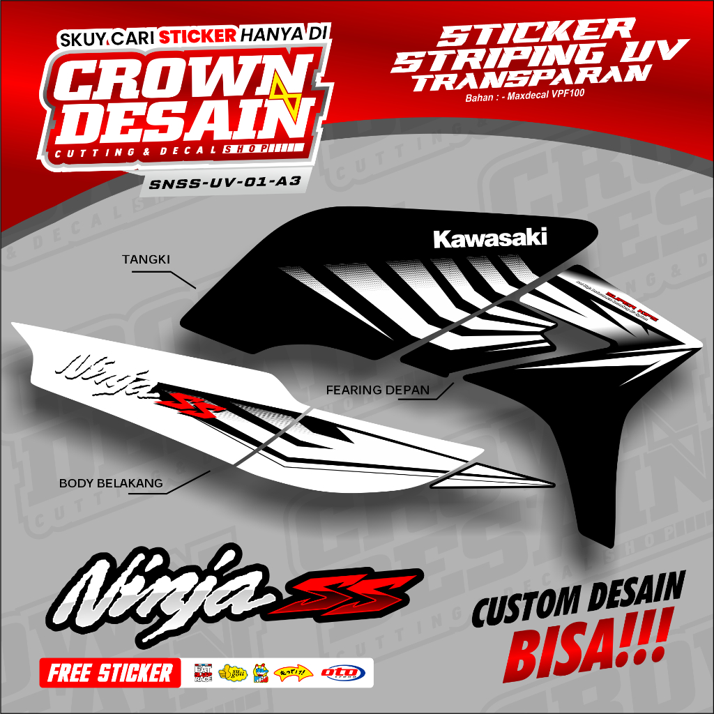 Striping UV Kawasaki Ninja SS Lis Transparan - Stiker Striping Ninja SS Variasi Racing - SNSS-UV