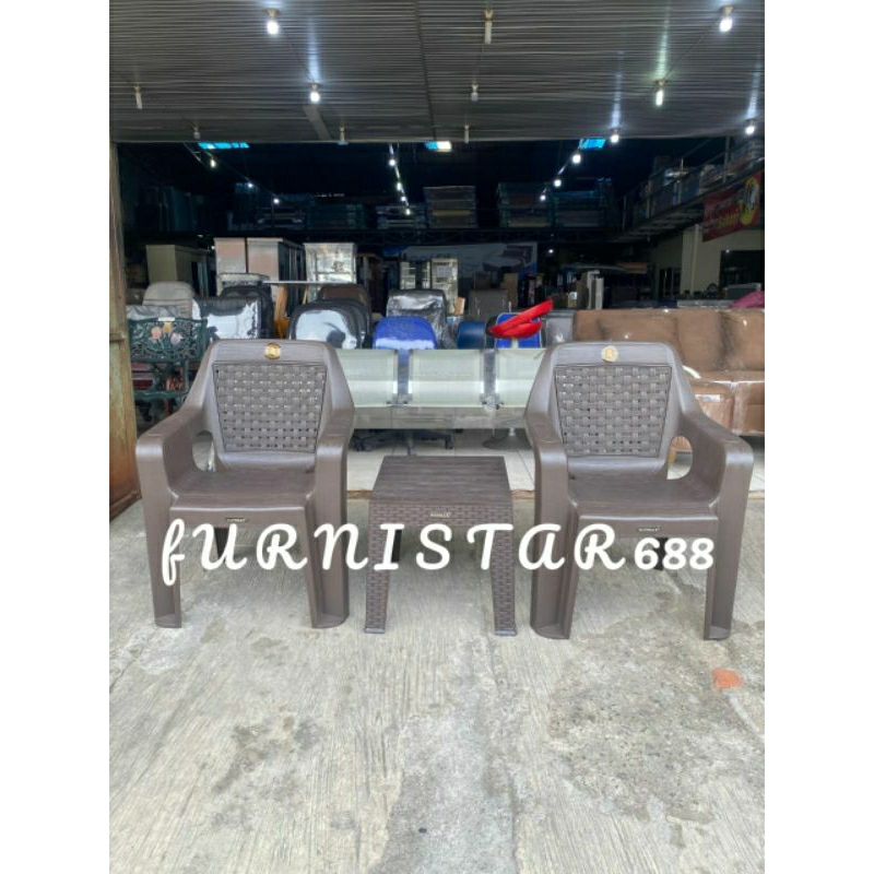 SET KURSI PLASTIK NAPOLLY BIG BROS 832 KOPI RATTAN BB 832