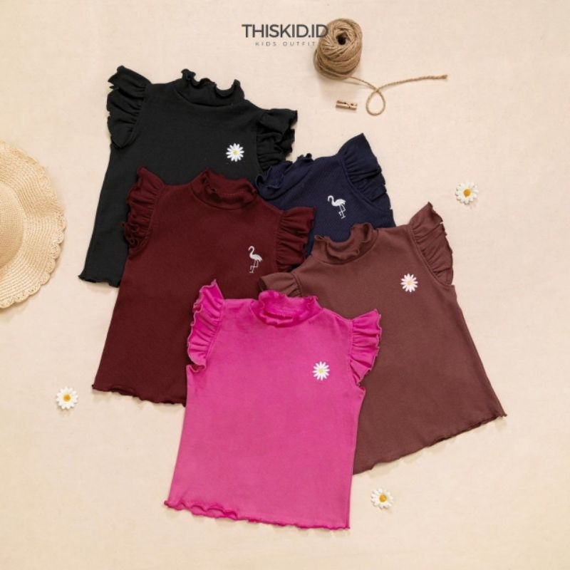 RIB FLAMINGO & DAISY TOP 6BLN-5TH | KAOS ANAK BAHAN RIB MURAH