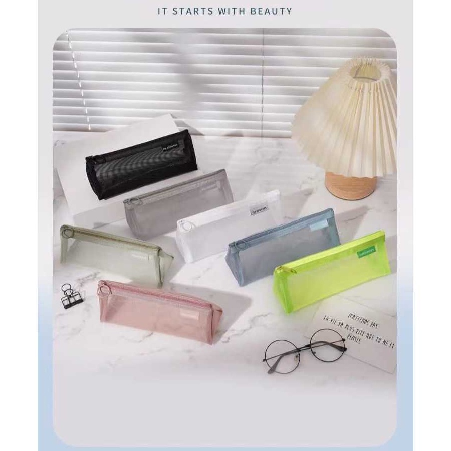 

GROSIR Tempat Pensil Mesh Triangle Pensil case Jaring Segitiga LARGE