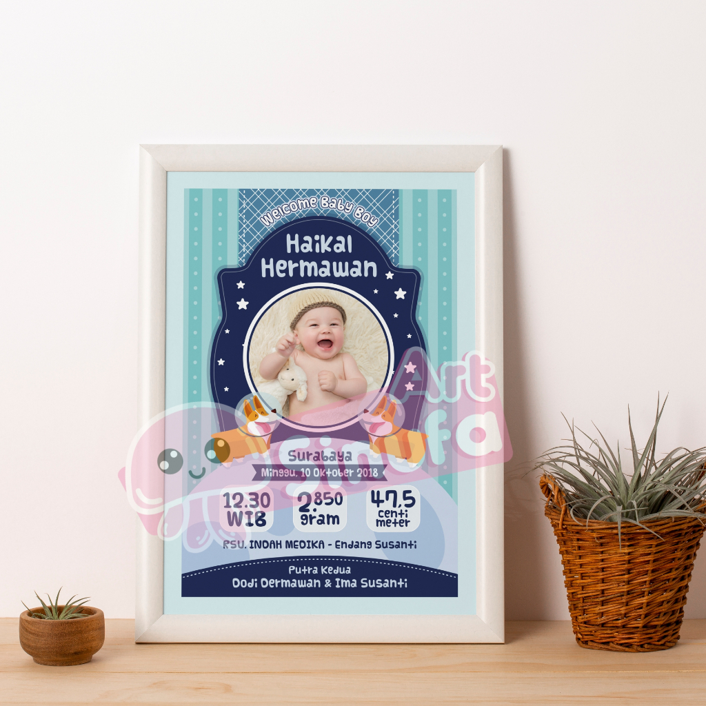 KODE D12- Biodata Bayi Bingkai Foto 10RS DESAIN LUCU