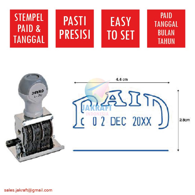 

KUALITAS OKE 1 Pcs Cap Stempel Lunas Paid Tanggal JOYKO Date Stamp S7