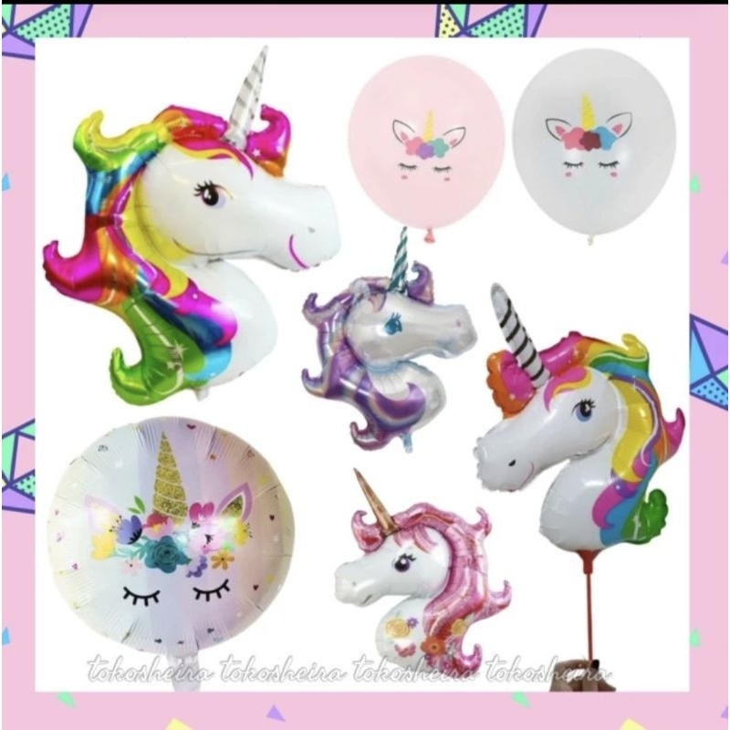 Balon Foil Unicorn Mini Jumbo Stik Balon Unicorn Kuda Poni Cake Topper Balon Bando Unicorn Bogor
