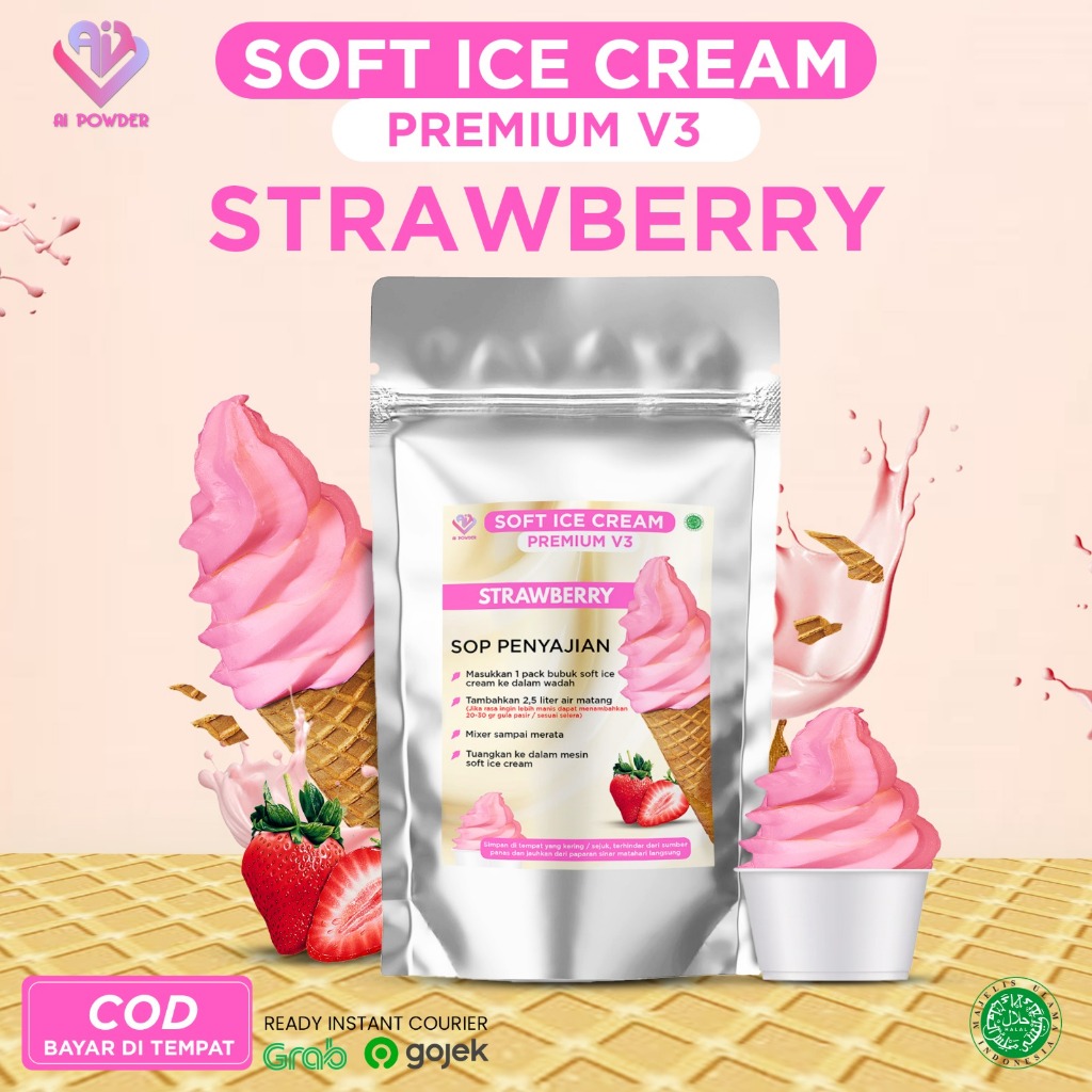 

Strawberry Bubuk Soft Ice Cream Premium V3 1Kg