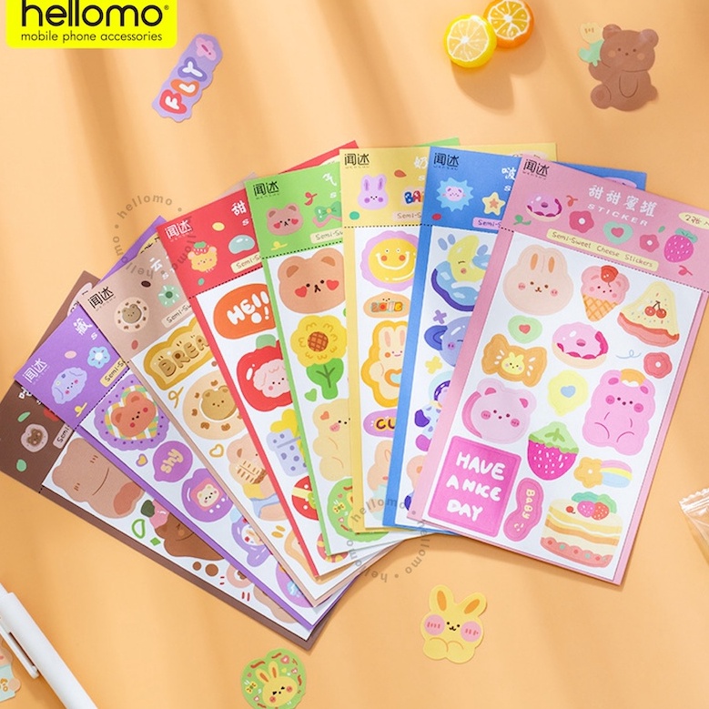 

TERLARIZZZ Sticker Journal 2 Pcs Sweet Cheese Stickers Journal Phone Case Decor Phone Case Sticker Korean Sticker Stiker Bear Tumblr Korean Sticker DIY Diary Dekorasi