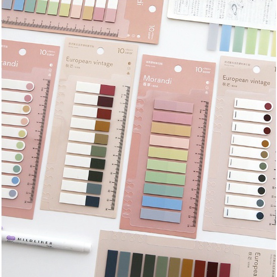 

DISKON 2 Lembar Sticky Note Warna Neon Pastel Macaron Morandi Vintage Untuk Pembatas Buku