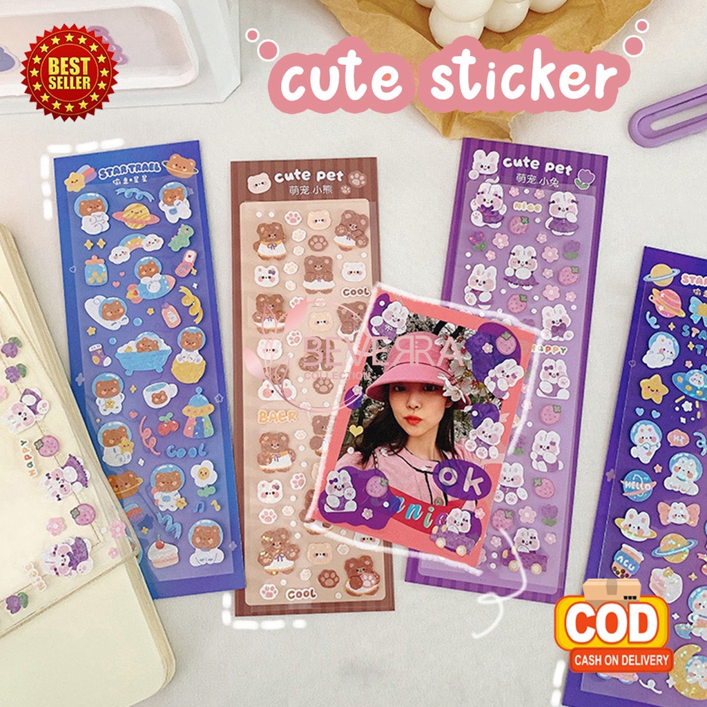 

BIG SALE FASION Sticker Aesthetic Lucu Motif Kartun Anti Air Dekorasi DIY Diary Scrapbook MX51