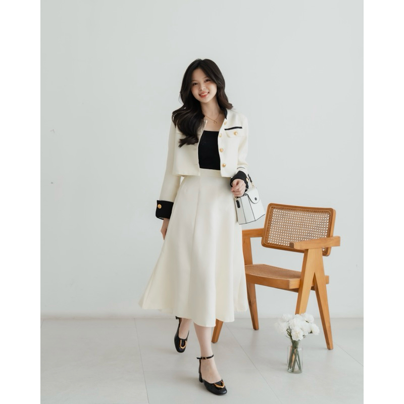 KEYCLOTHINGLINE - Venus Set | Oneset Tweed | Set Atasan Rok | Elegant Outfit | Korean Tweed Set