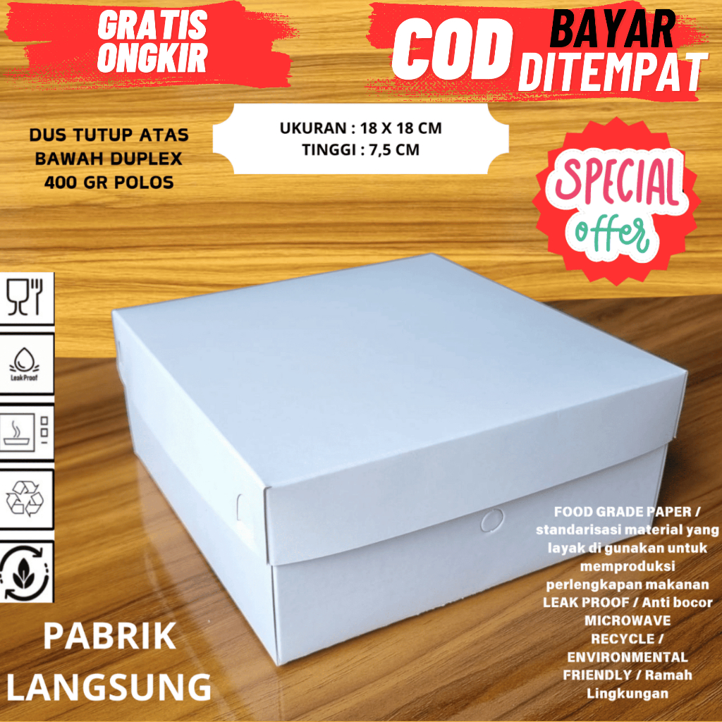 LAWRENCE BOX NASI 18 x 18 x 7,5 CM / KOTAK NASI / DUS MAKAN / LUNCH BOX / BOX MAKAN / KOTAK NASI PAD