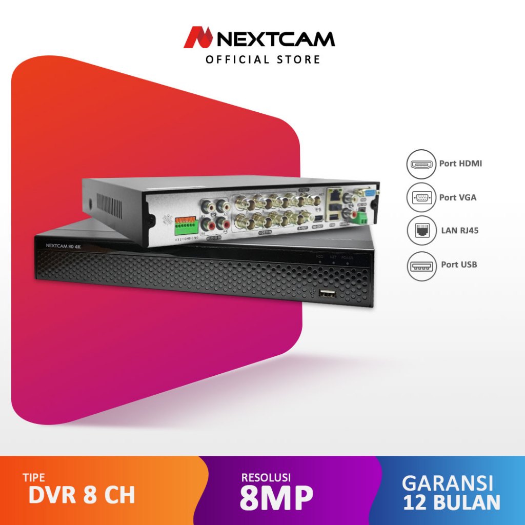 Nextcam DVR/XVR/NVR Hybrid CCTV 8Channel AI FACE HD 4K Support 8MP Bisa online HP Support Analog dan