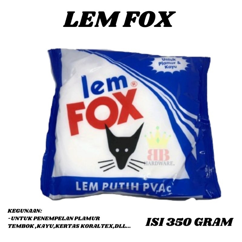 

LEM FOX PUTIH 350 GRAM / LEM FOX KAYU PVAC BUNGKUS BIRU / PLAMUR TEMBOK