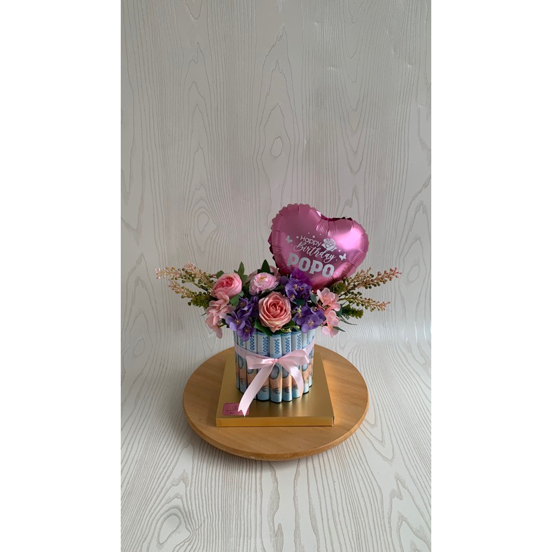 Money Cake with Artificial Flower