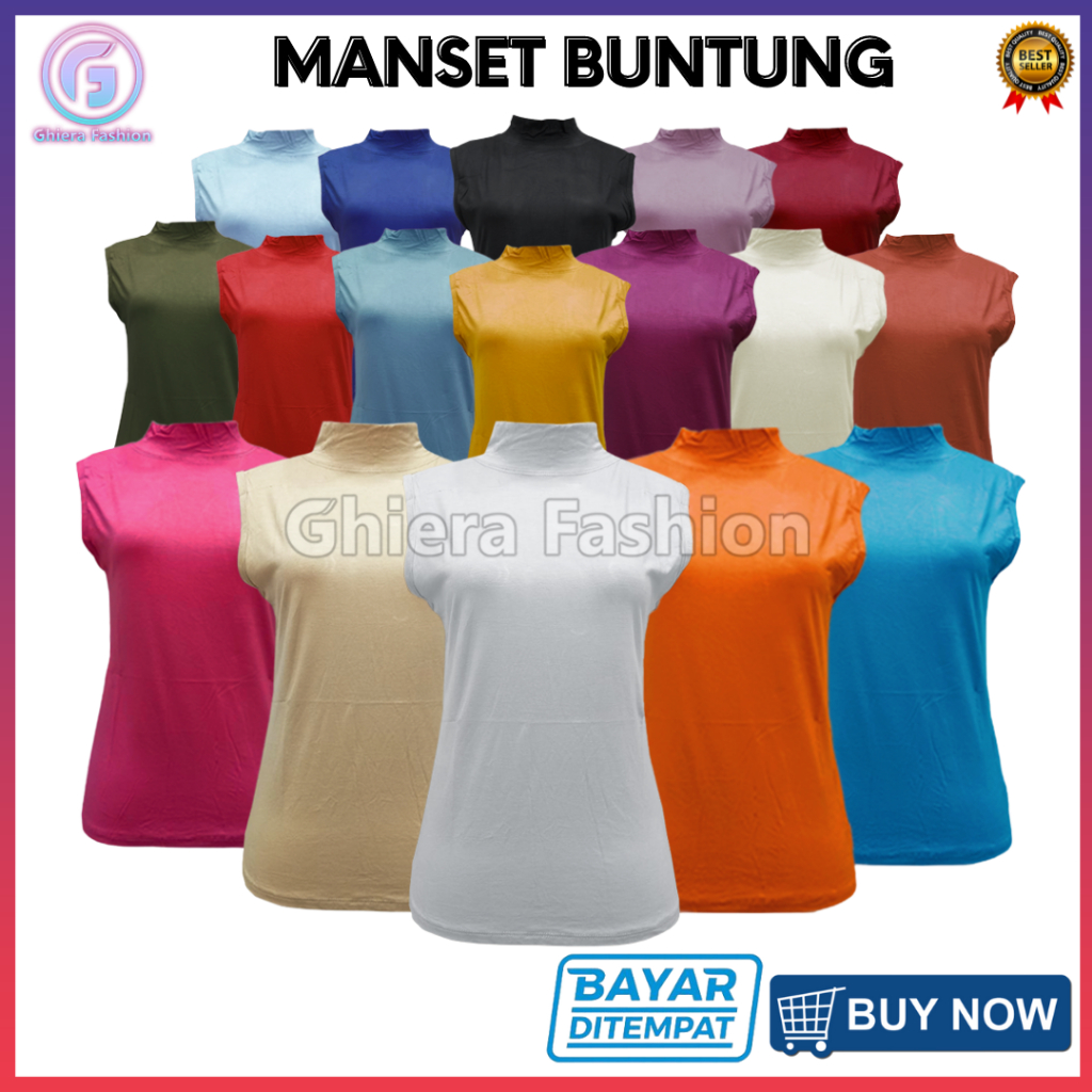 Manset Kutung Lekton Buntung Tanpa Lengan Wanita Kerah Turtleneck Leher Turtle Neck Yukensi Polos Da