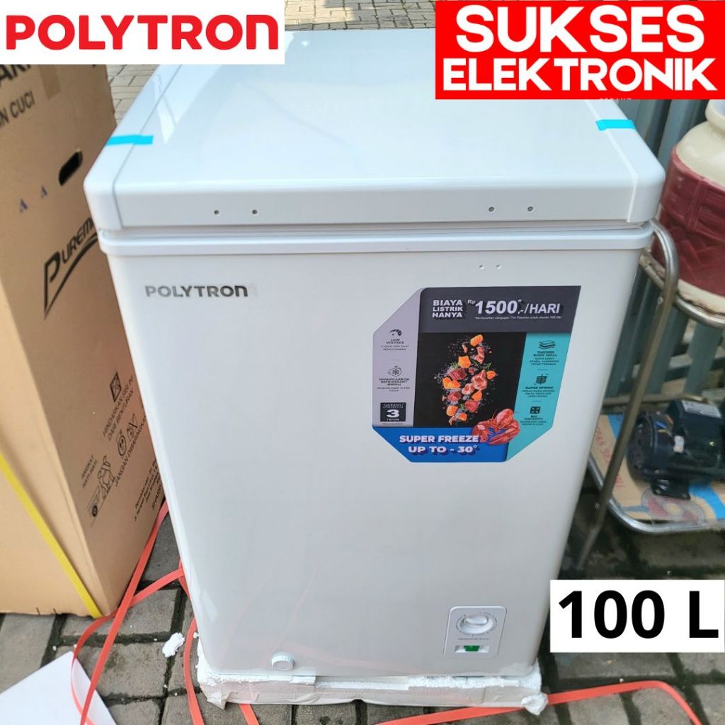 FREEZER BOX POLYTRON PCF-118 100L / LEMARI PEMBEKU ES DAGING 100 LITER L CHEST FREEZER