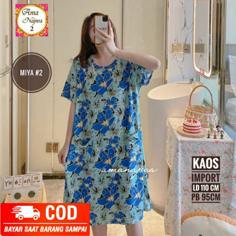 DASTER PENDEK WANITA DEWASA BAHAN KAOS IMPORT PREMIUM BERMOTIF ADEM HALUS SIZE LD 110  DASTER IMPORT