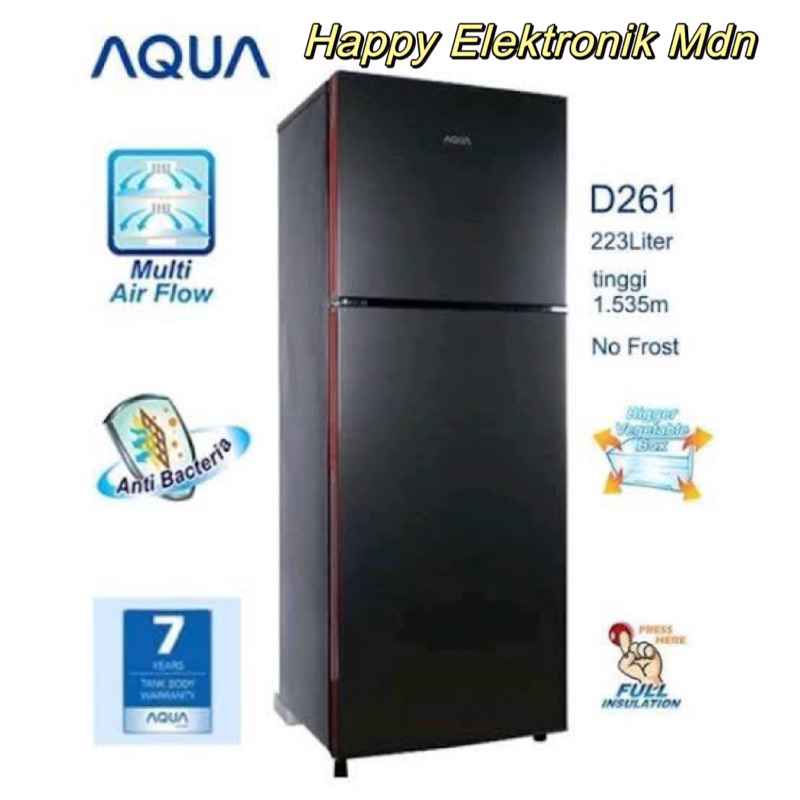 AQUA KULKAS 2 PINTU AQUA AQR-D261 AQUA Kulkas 220 Liter AQUA KULKAS 2 pintu AQUA Kulkas Jumbo