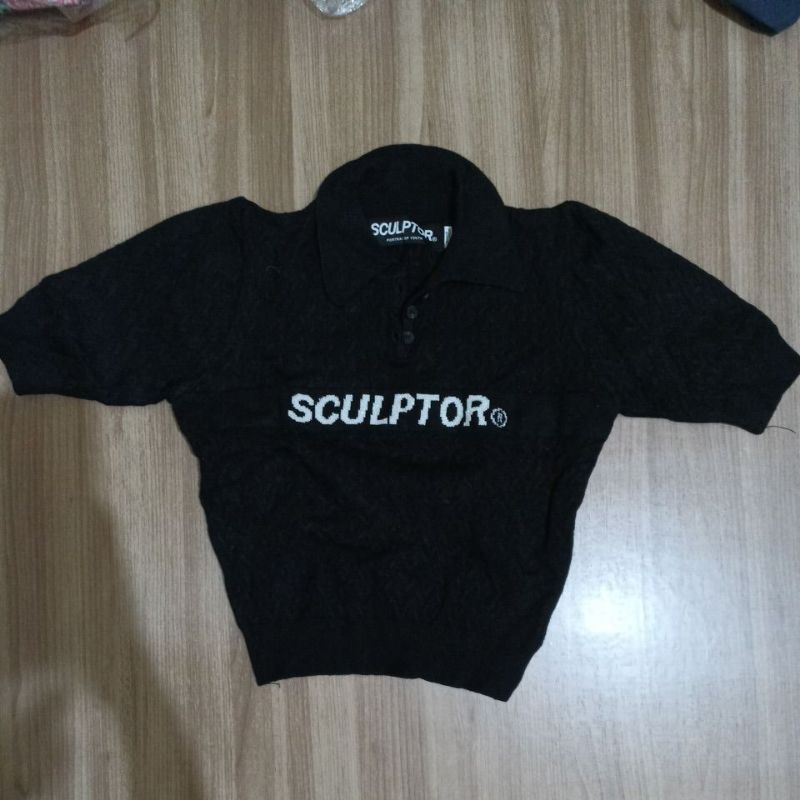 atasan crop rajut kepang