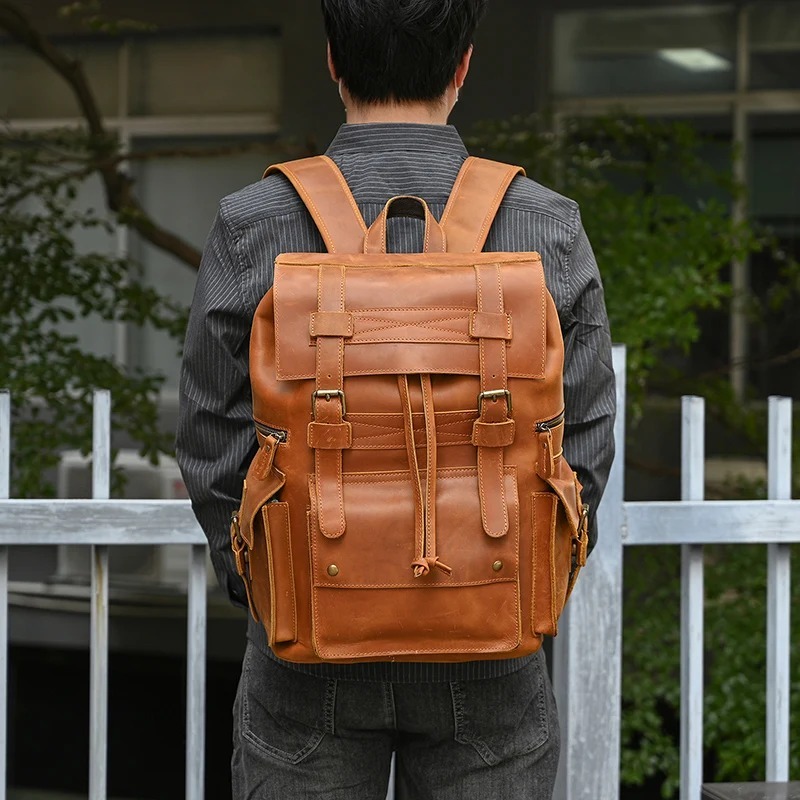 Tas Punggung Kulit Keluaran Baru Tas Travel Kulit Sapi Asli Pria