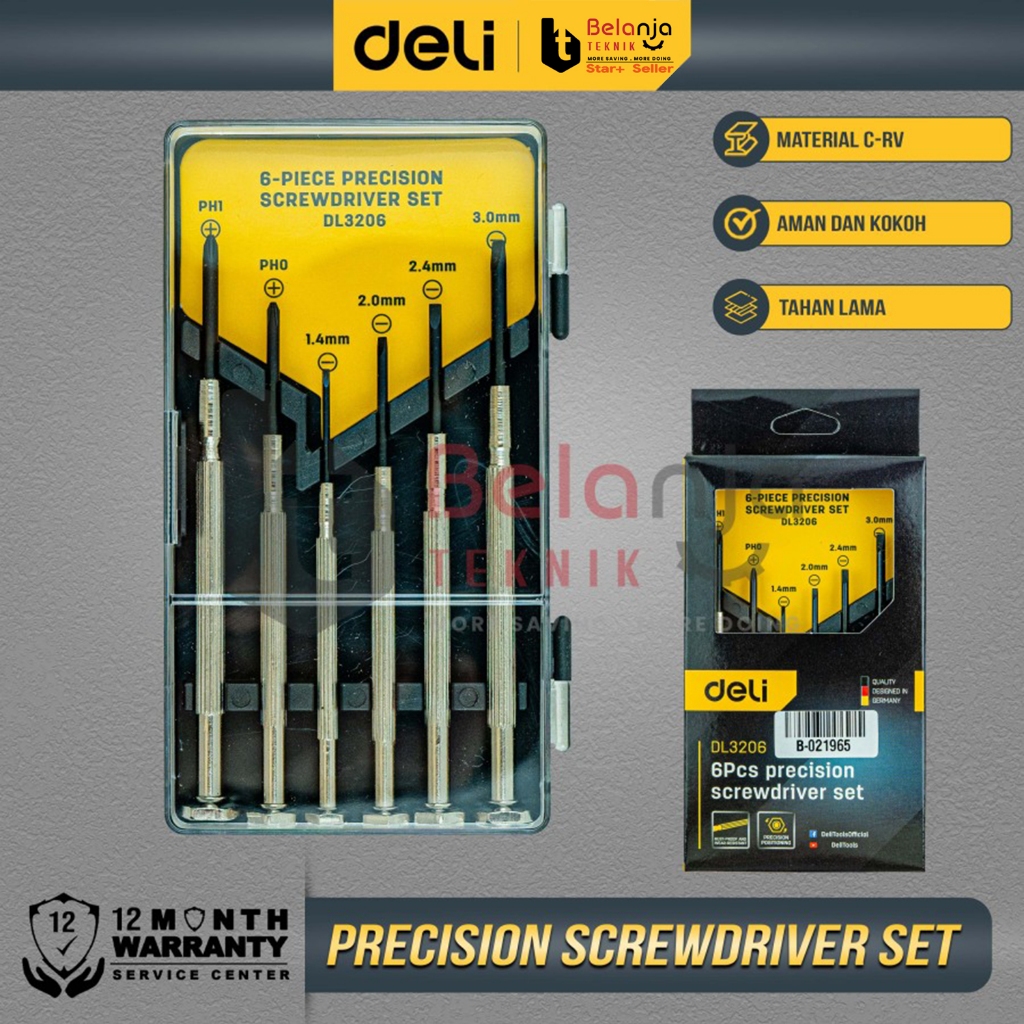 Deli Precision Screwdriver Obeng Presisi Set 6 pcs Obeng Mini Laptop