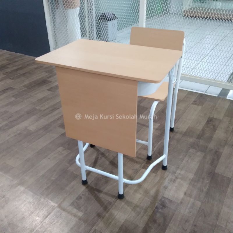 meja kursi bimbel meja belajar bangku sekolah kayu cokelat serat