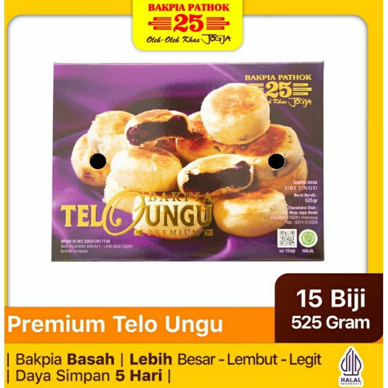 

Bakpia Pathok 25 Premium Basah Telo Ungu