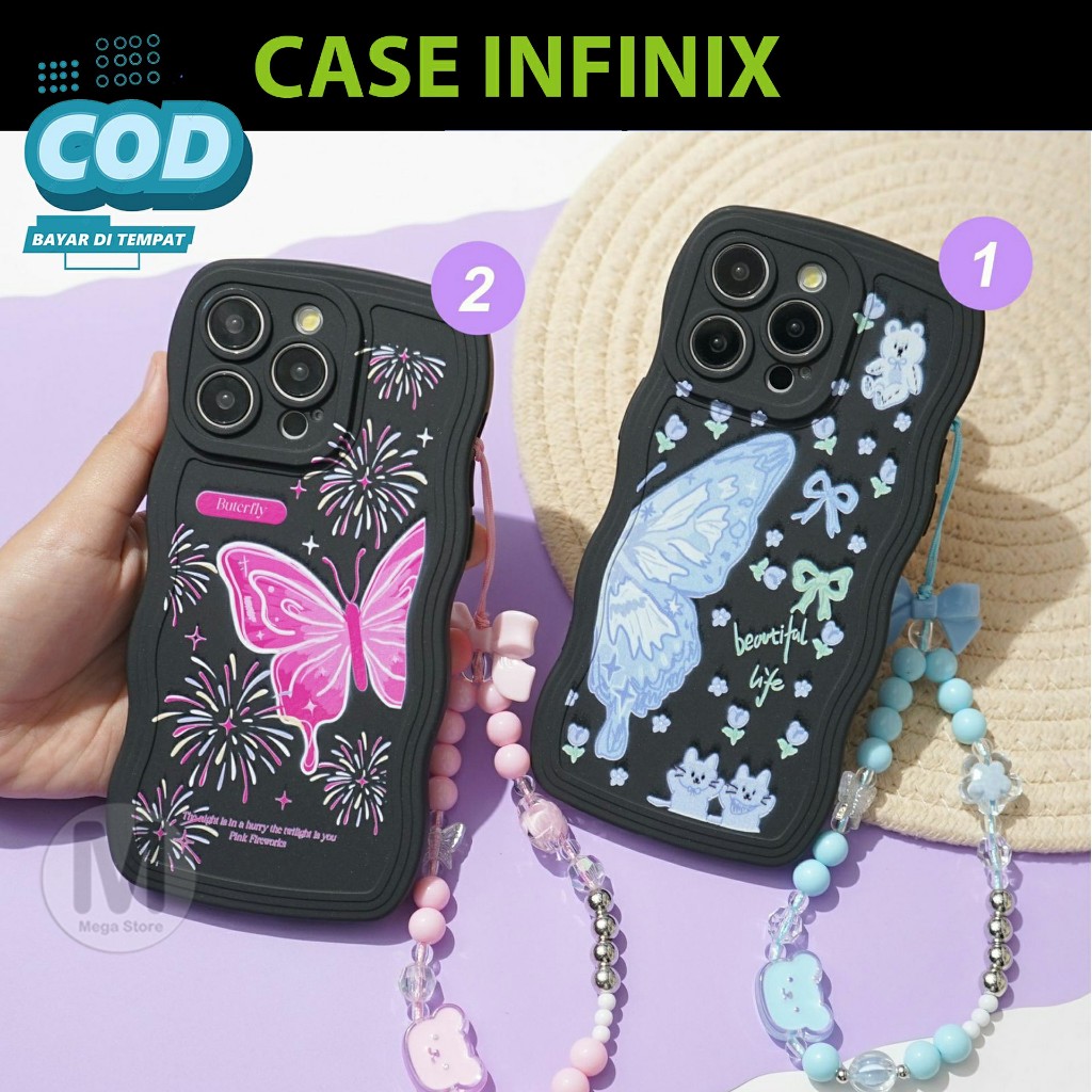 Soft Case Gelombang Wavy + Tali Stripe Case INFINIX Hot 10 play Hot 9 Play Hot 11 Hot 12 Hot 30 Hot 