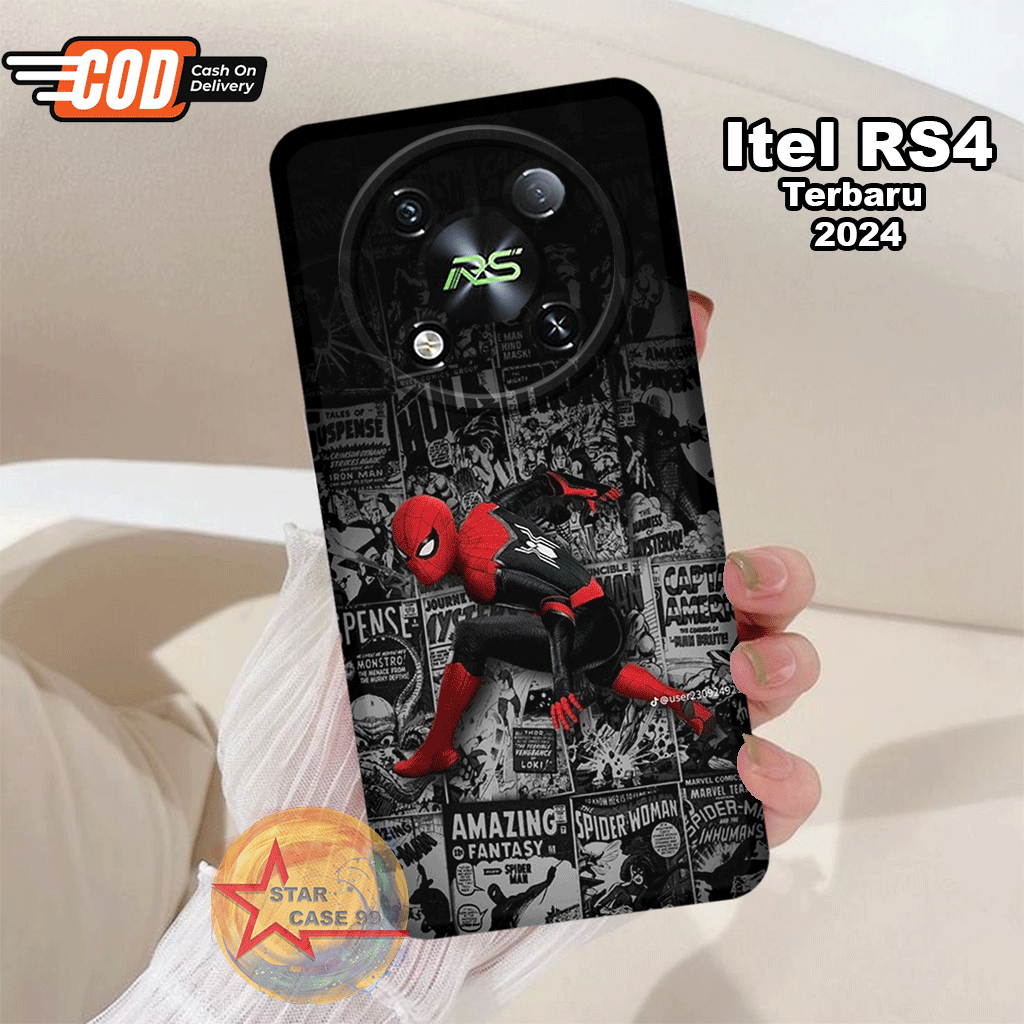 S16 Case  Itel RS4 Silikon karet lentur motif Spiderman casing Itel A70,S23+,S23,A60S,P40,P55 5g