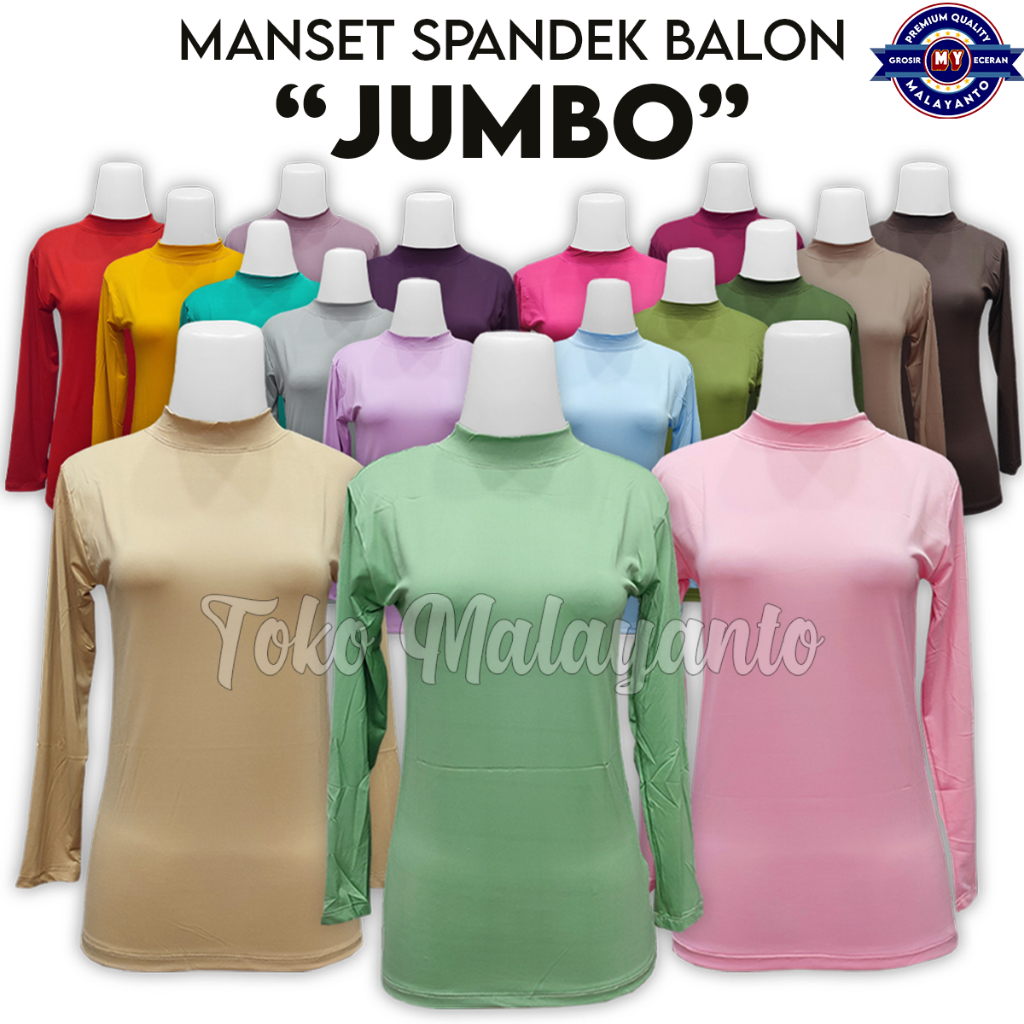 Manset Baju Wanita Dalaman Kebaya Iner Jumbo Lengan Panjang Polos Bahan Spandek Balon Licin Perempua
