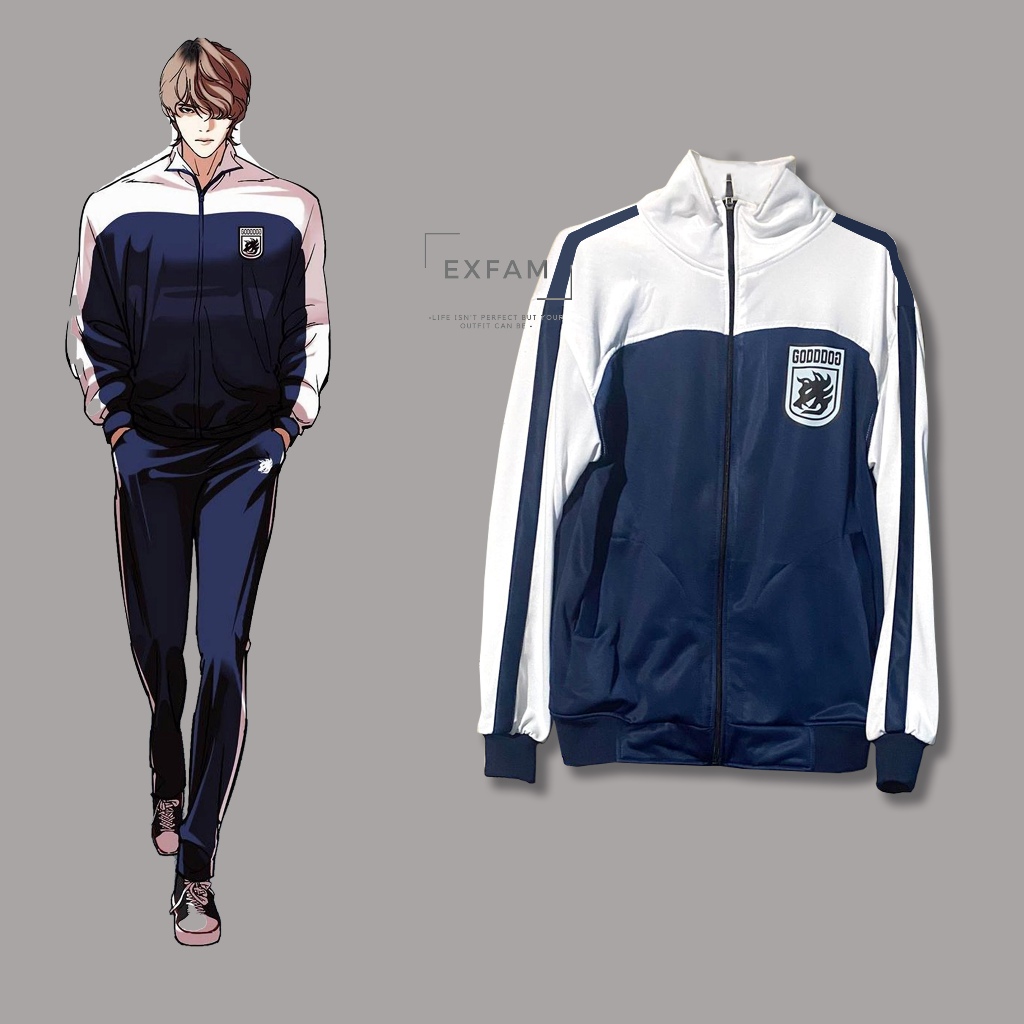 Jaket Tracktop Seong Yohan Goddog Leader Manhwa Lookism Outfits Korea