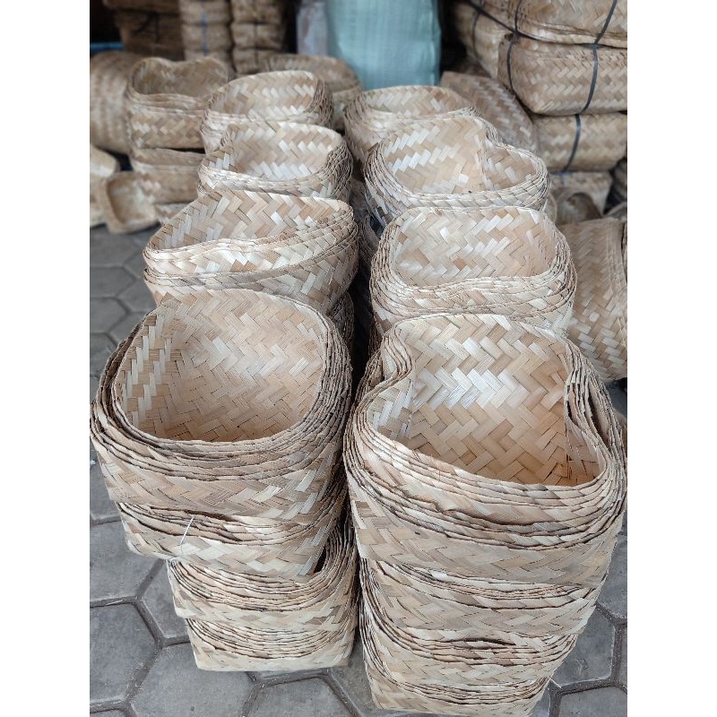 Besek Bambu Jumbo 30X30X15 5 Pasang Besek Bambu Bakul Bambu