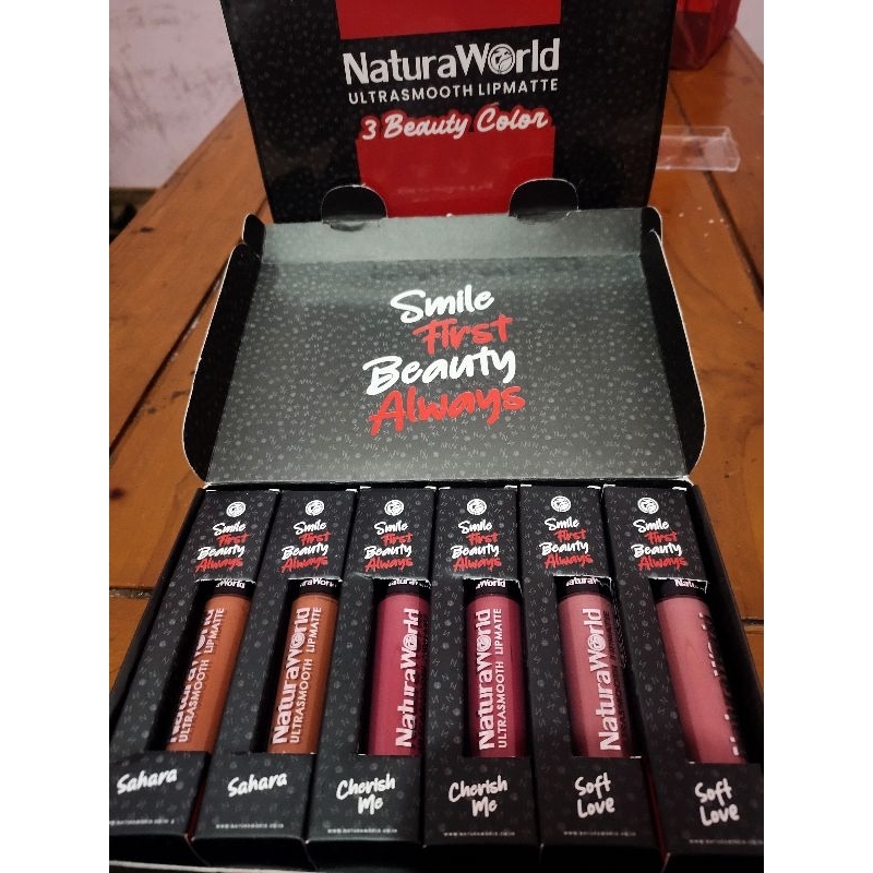 PROMO 1 PAKET ISI 6 LIPMATTE NATURAWORLD / LIPSTIK NATURA WORLD ORIGINAL